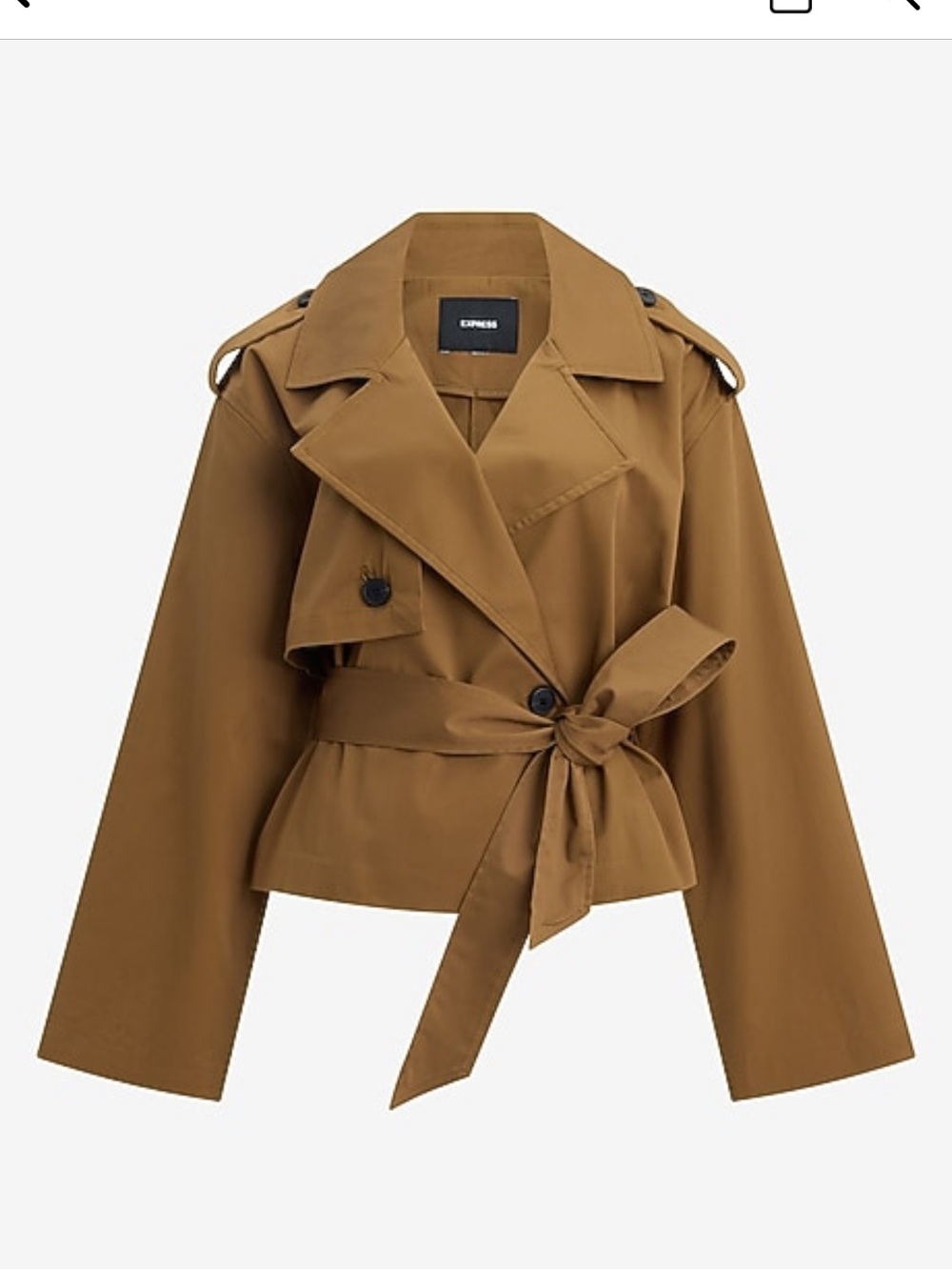 Express Cropped Trench Coat in Caramel Brown